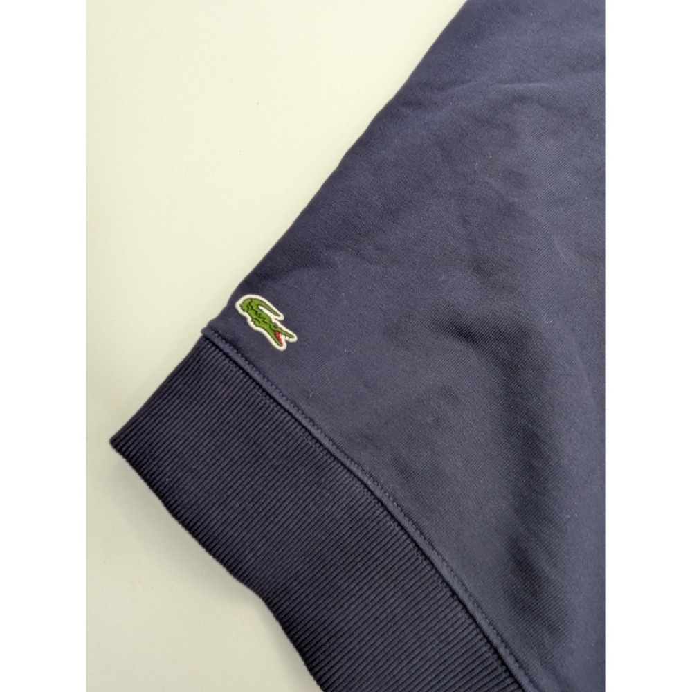 Lacoste LIVE Pullover Sweatshirt Size 2XL Navy Cloud Print Hoodie Tennis Players - Picture 7 of 11